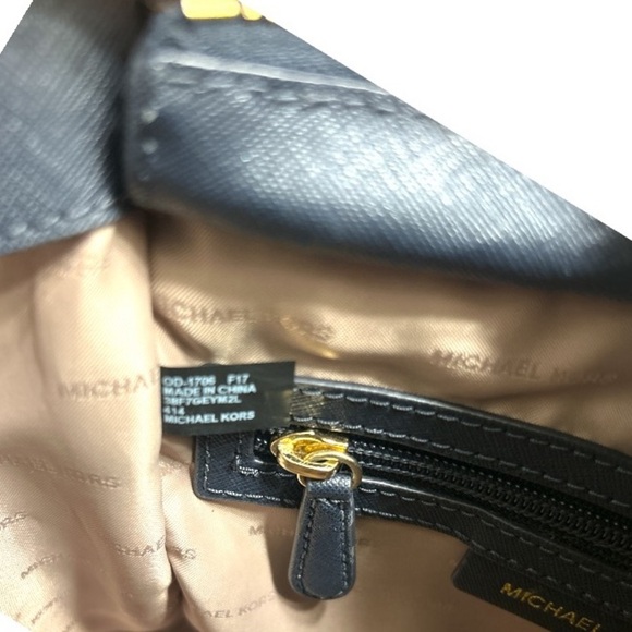 Michael Kors Messenger Selby Medium Admiral Navy Gold Leather Satchel - Picture 9 of 12